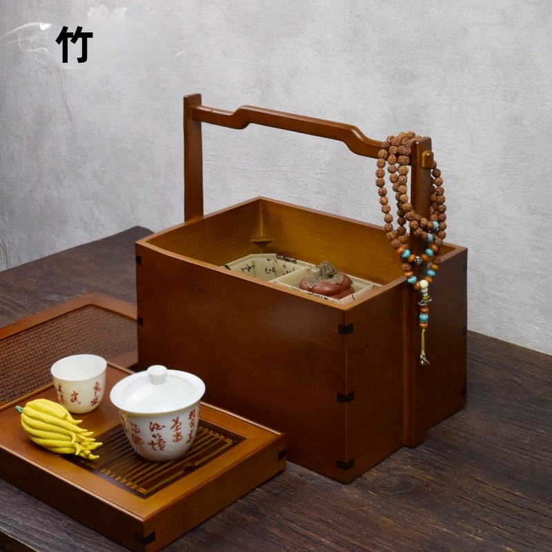 Bamboo Tea Tray - Przenośny bambusowy zestaw do herbaty w