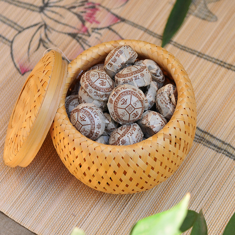 Bamboo Tea Tray - Bambusowy tkany mały kosz dwuwarstwowy pusty